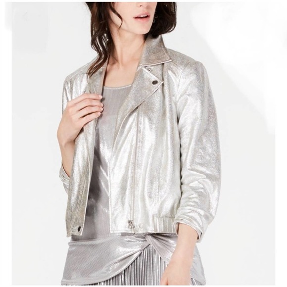 INC Metalic Silver Crop Jacket - Picture 7 of 9